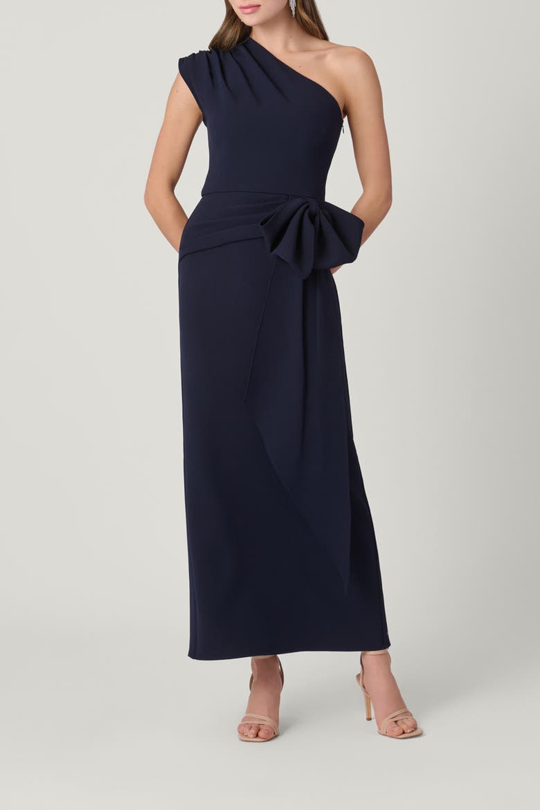 Midnight Stretch Crepe Ansley Dress, Main, color, Navy
