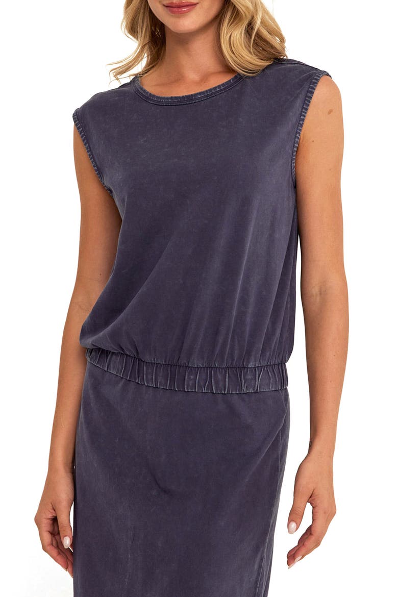 Laela Mineral Wash Banded Waist Cotton Top, Main, color, STARGAZER