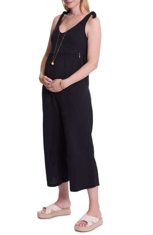Cache Coeur Canyon Organic Cotton Gauze Maternity/nursing Jumpsuit In Black