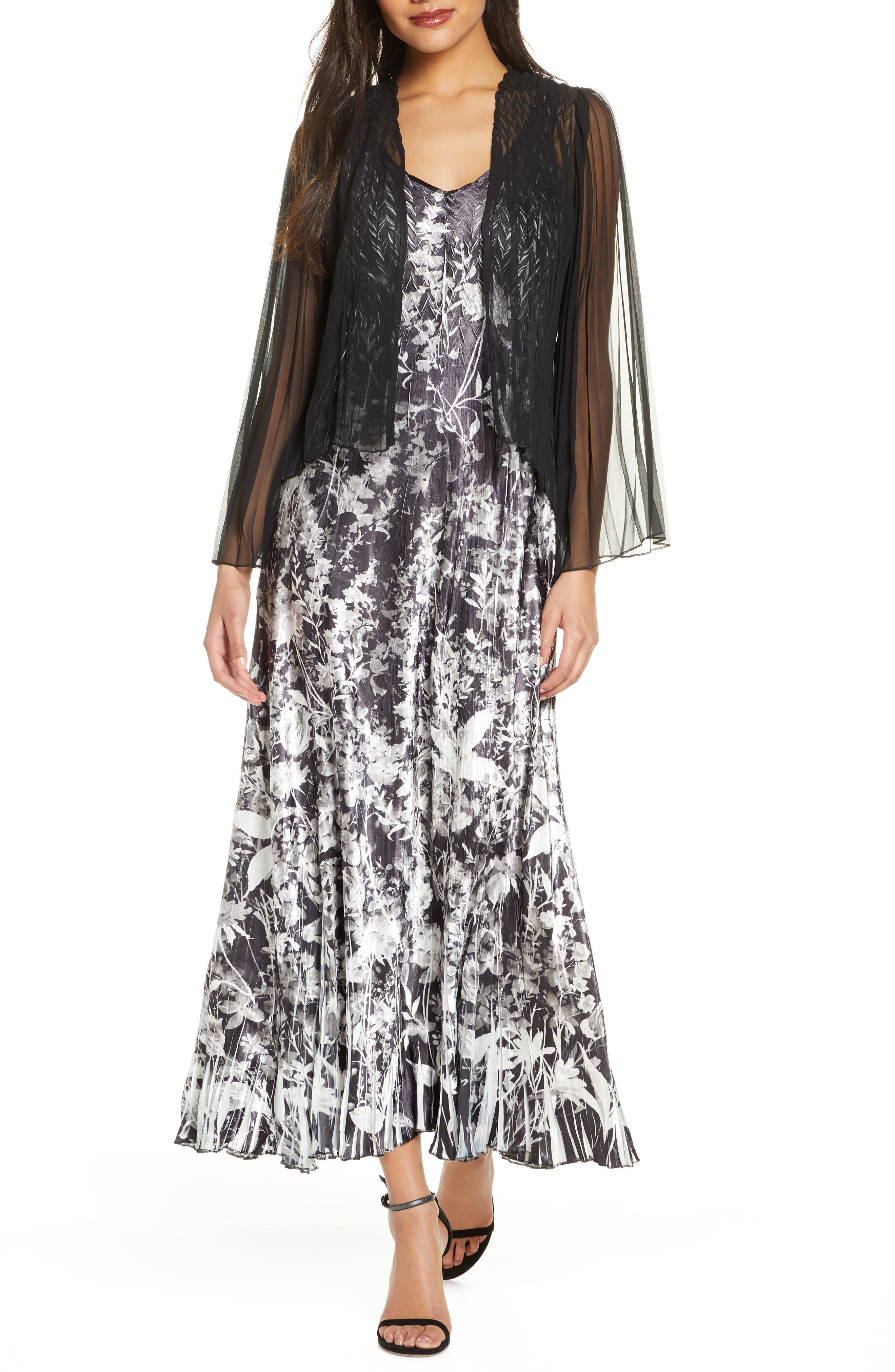 formal dress plus size Short Sleeve Pleated A-Line Maxi Evening Size:40