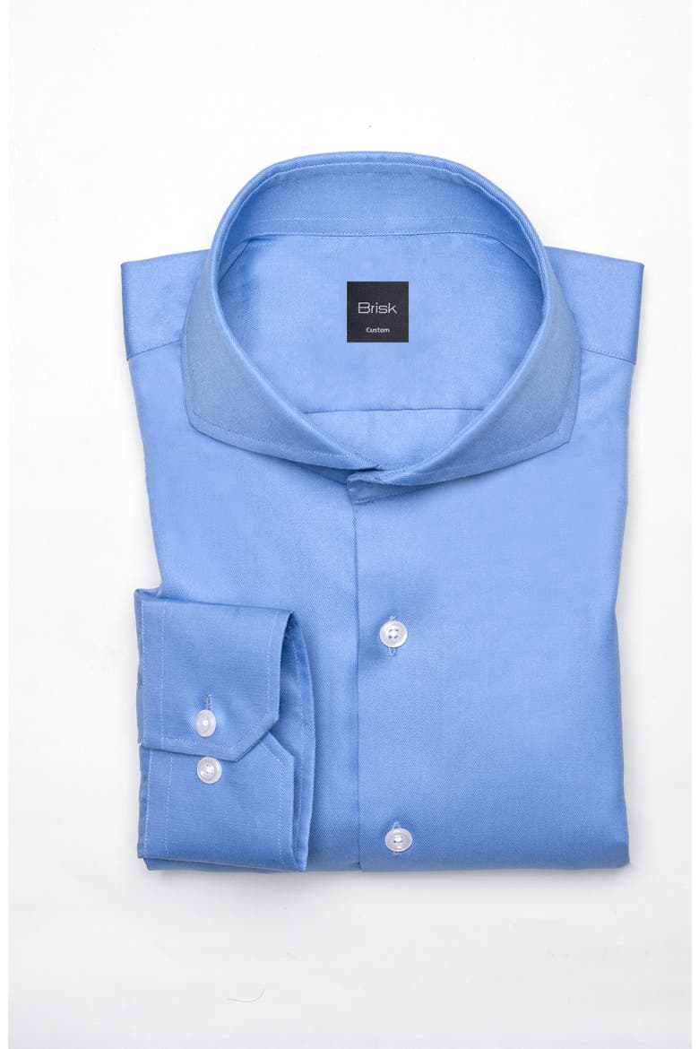 Twill Pima Cotton Collared Shirt, Main, color, Mid Blue Cut Away Extreme
