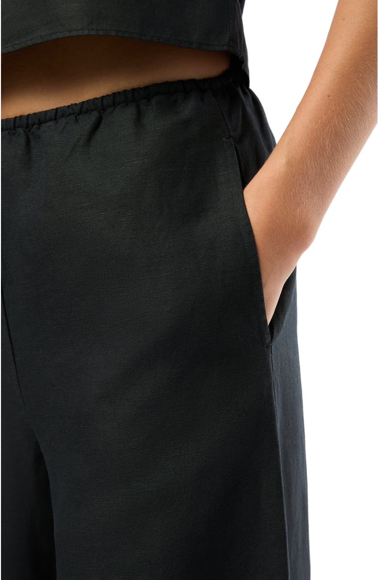 Onia Air Linen Wide Leg Drawstring Pant, Alternate, color, Black