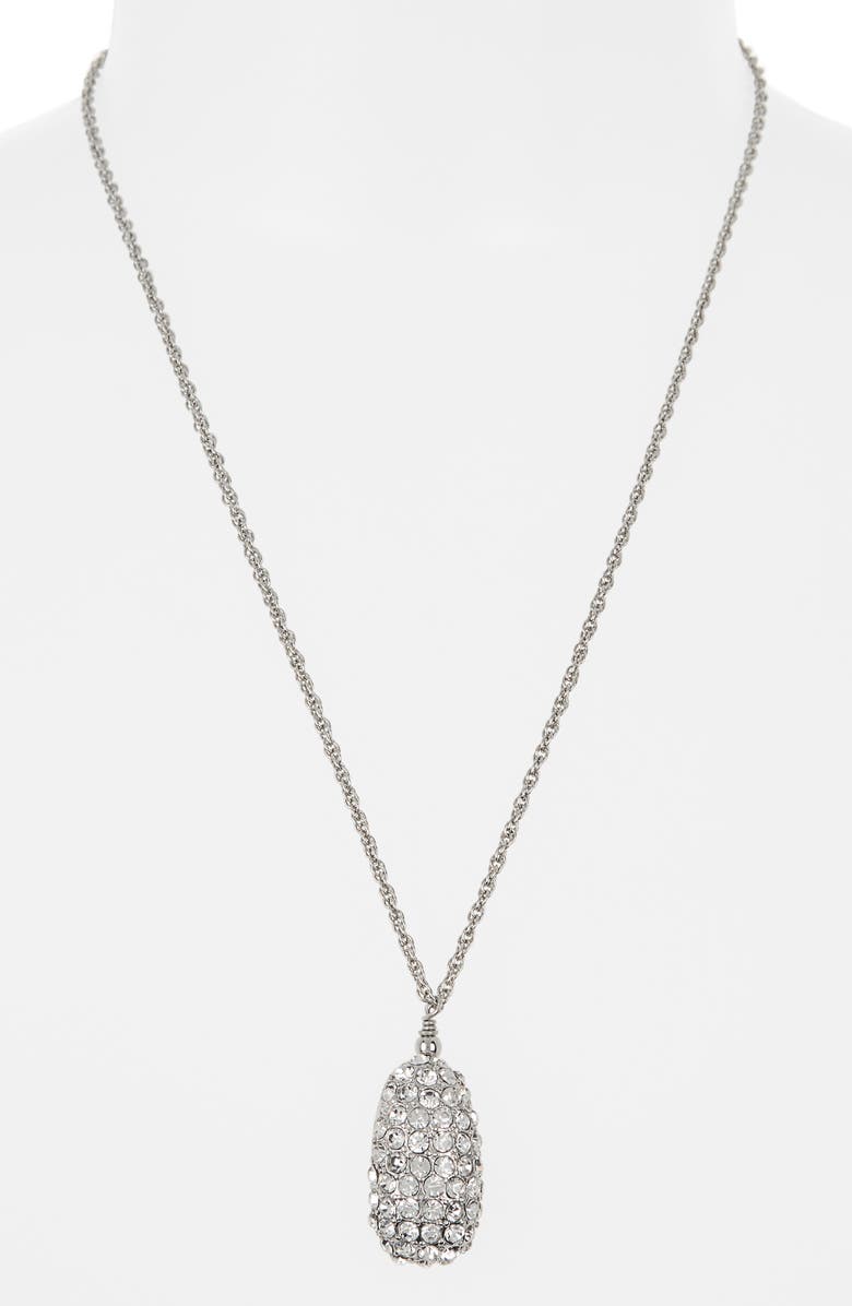 Kenneth Jay Lane Pavé Pendant Necklace, Alternate, color, Polished Silver