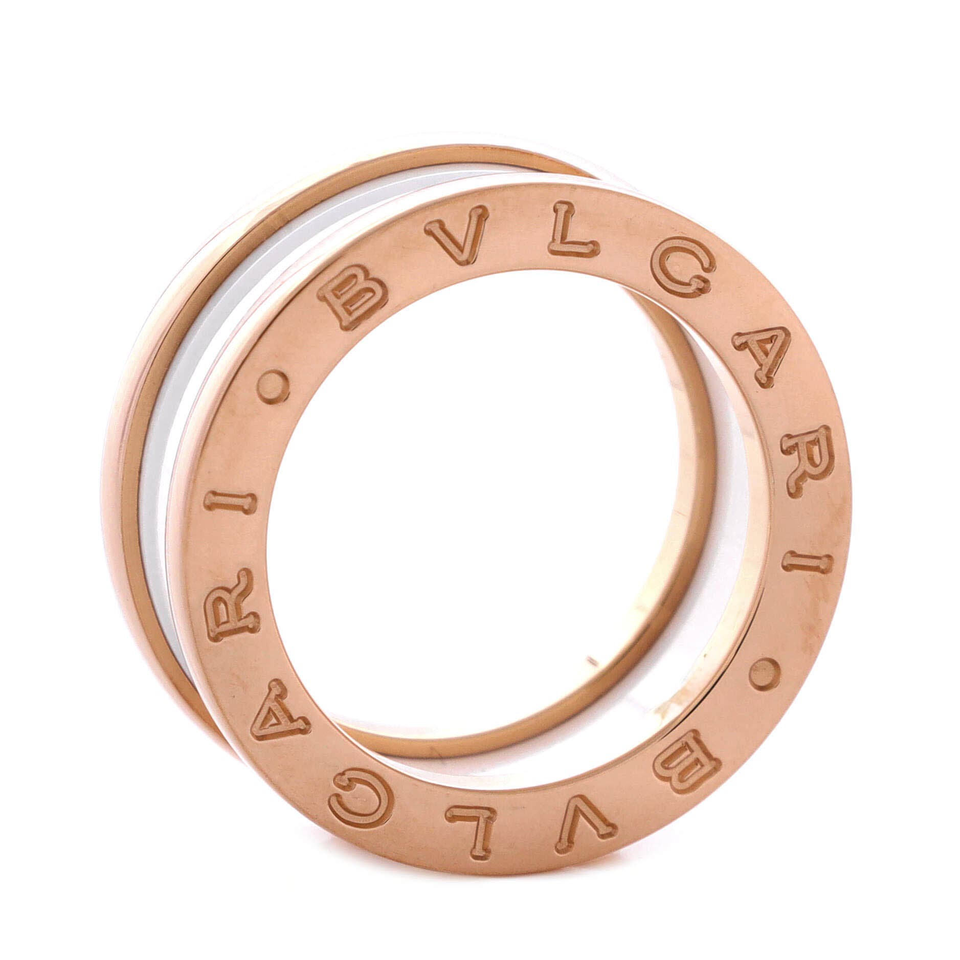 B.Zero1 Two Band Ring 18K Rose Gold and Ceramic, Alternate, color, Metallic Gold