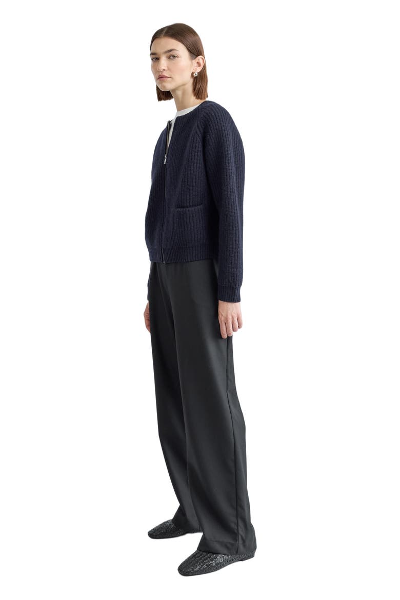 Knit Zip Up Cardigan, Main, color, Navy