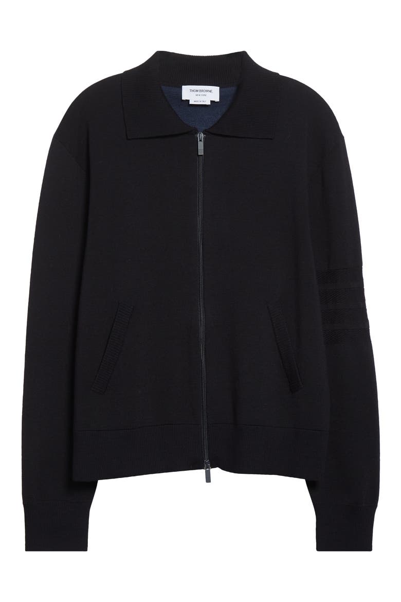 Double Face Zip Wool Blend Cardigan, Main, color, NAVY
