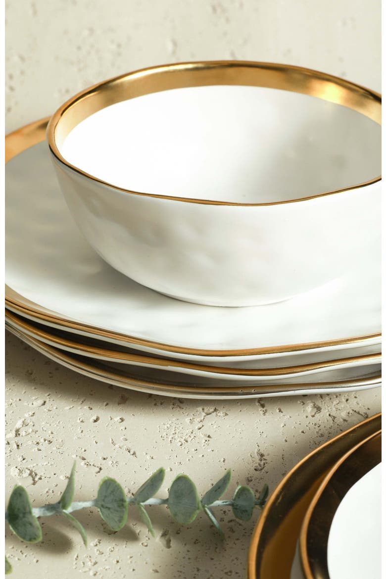 Florian Porcelain 16-Piece Dinnerware Set, Alternate, color, White