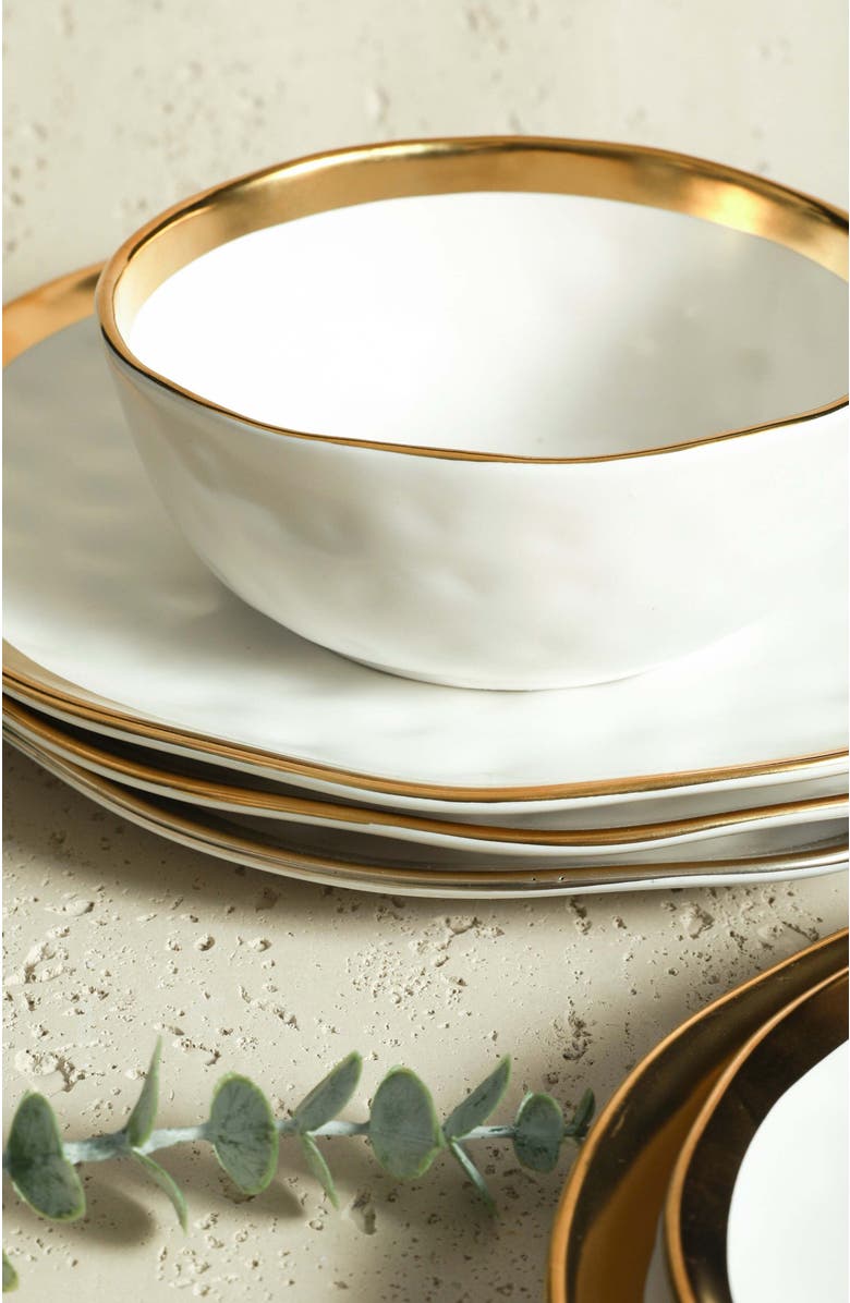 Stone Lain Florian Porcelain 16-Piece Dinnerware Set, Alternate, color, White