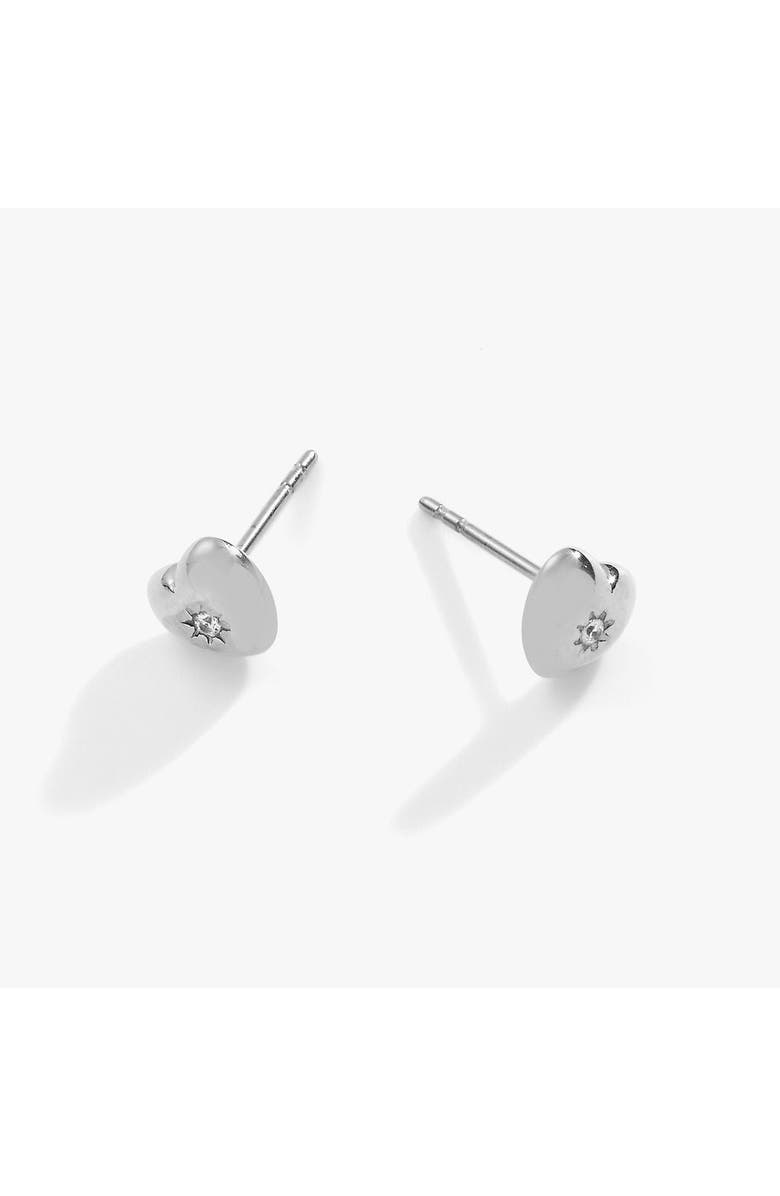 Alex and Ani Puffy Heart Mini Stud Earrings, Alternate, color, Silver