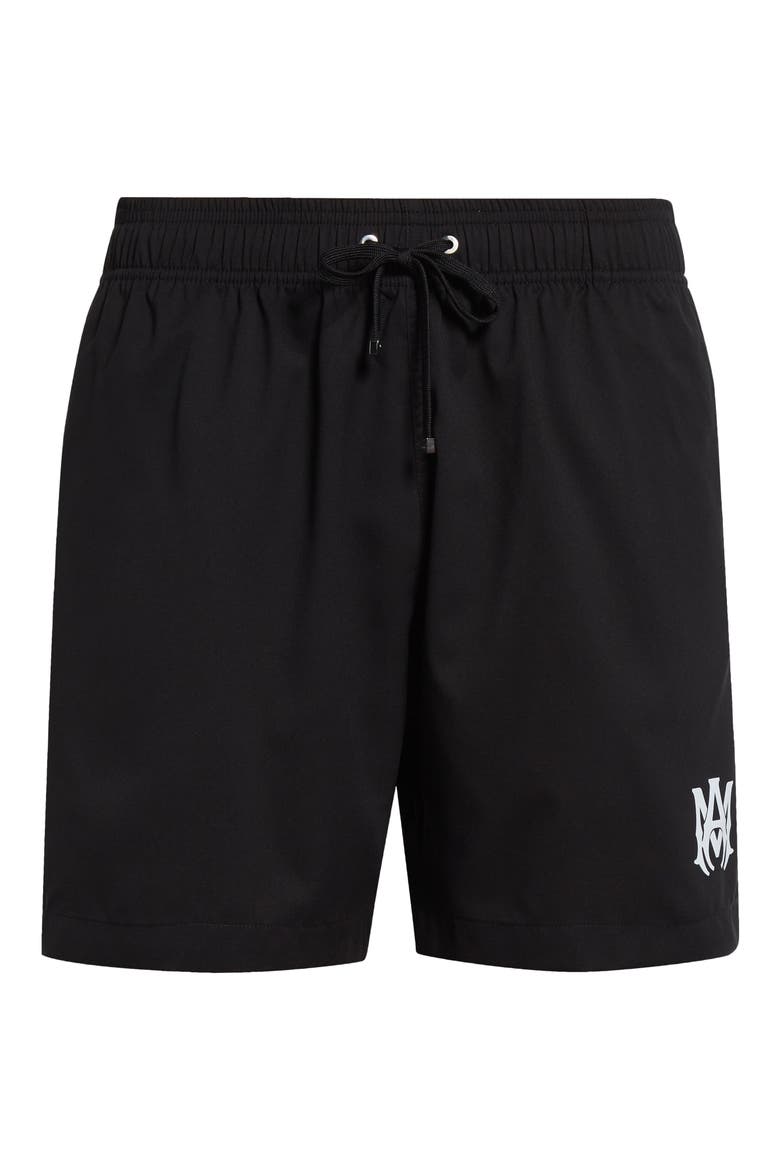Core Logo Swim Trunks, Alternate, color, BLACK