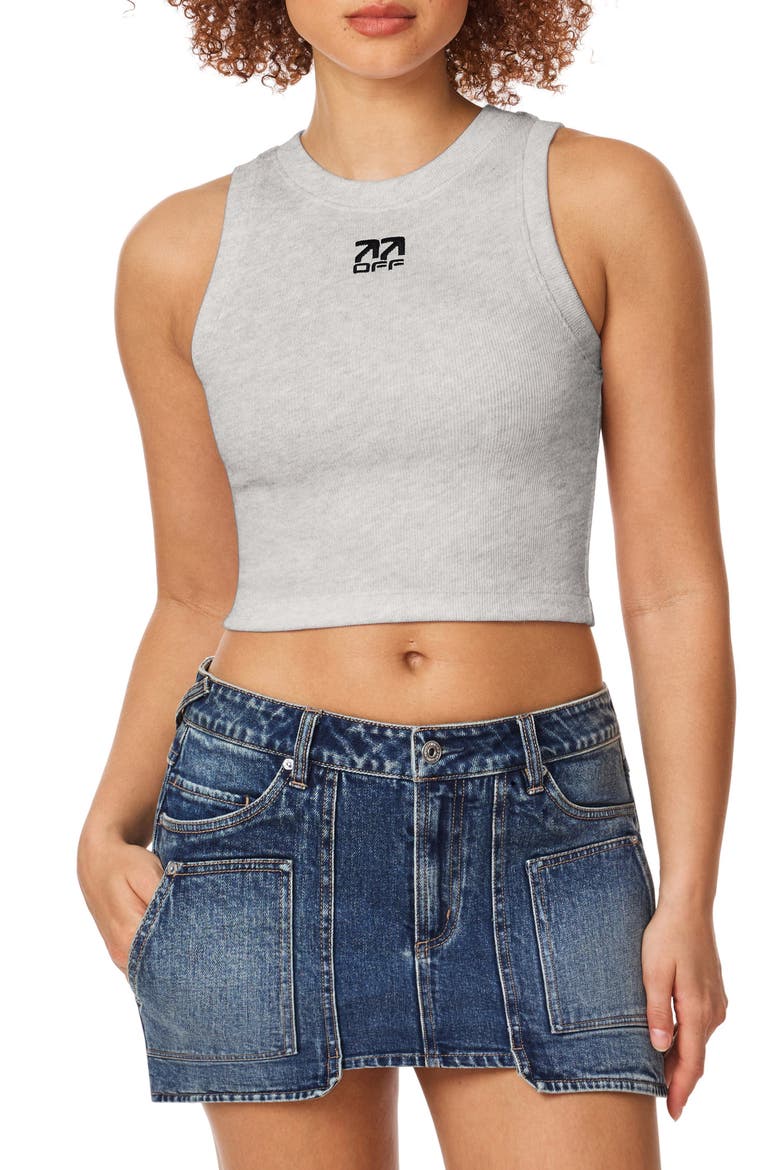 Graphic Rib Crop Tank, Main, color, MED GREY HEATHER