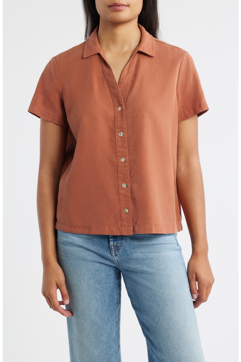 Flowy Button-Up Shirt, Main, color, TOPAZ HONEY