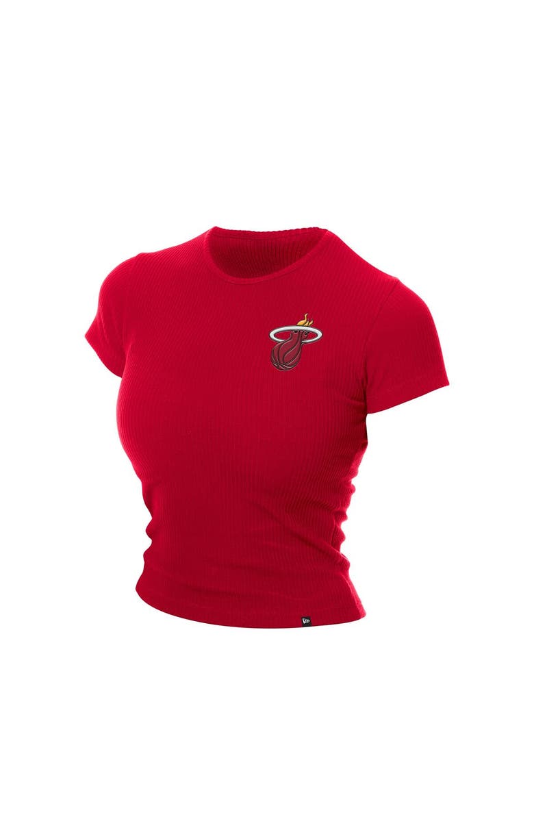 New Era Women's New Era  Dark Red Miami Heat Leisure Collection Baby Doll Cropped T-Shirt, Alternate, color, Dark Red