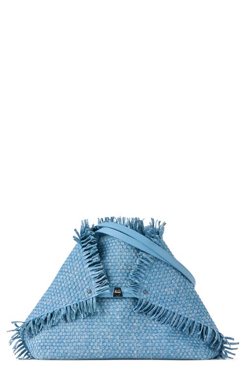 Akris Medium Ai Fringed Woven Denim Convertible Tote