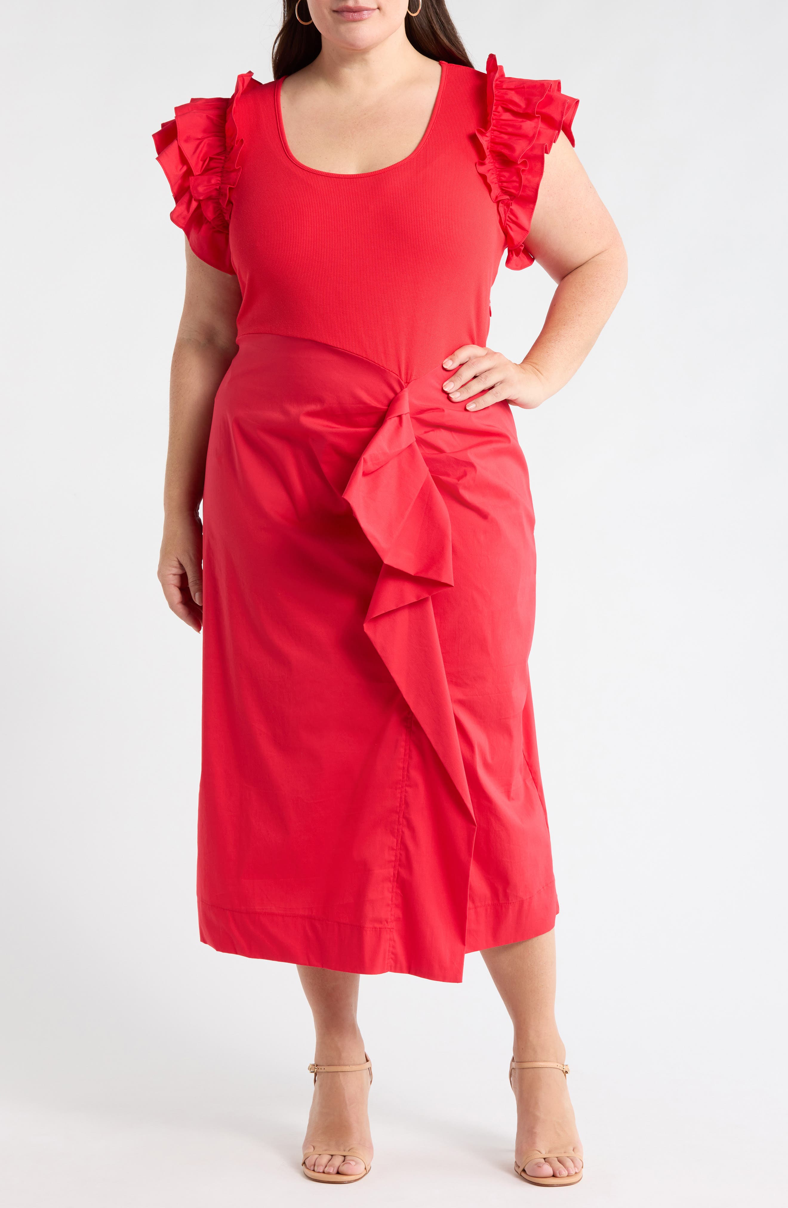 Glow Ruffle Midi Dress