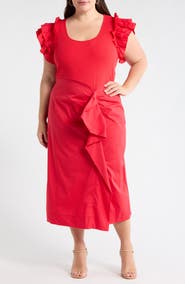 SUGARLIPS Glow Ruffle Midi Dress