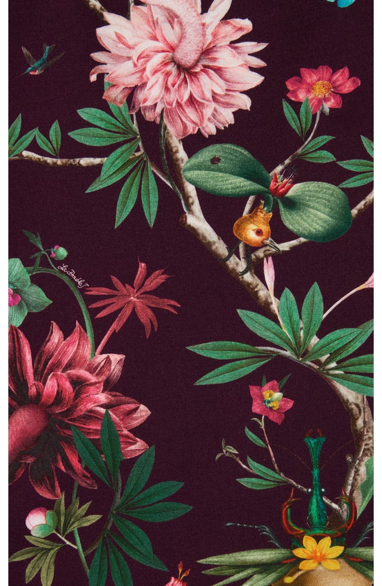 La DoubleJ Meditation Poncho, Alternate, color, Zooflora Bordeaux