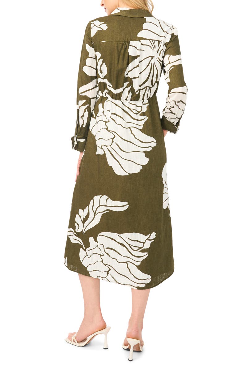 Halogen<sup>®</sup> Long Sleeve Tie Waist Maxi Shirtdress, Alternate, color, Olive Night