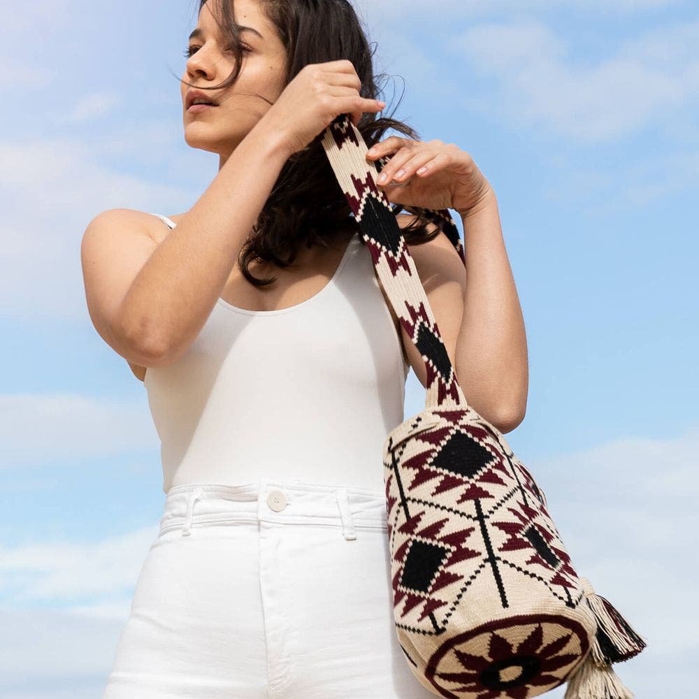 One Thread Collective Girasol Bag, Alternate, color, Beige + Burgundy