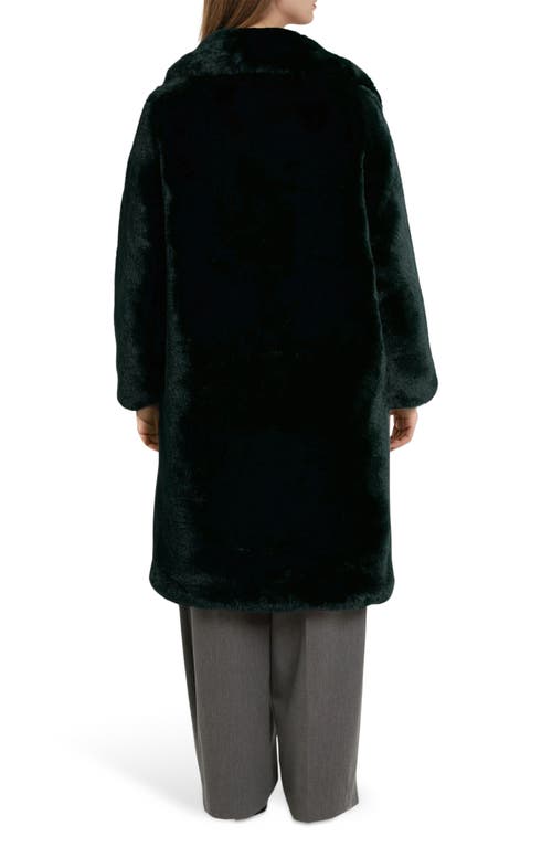 Noize Savannah Faux Fur Longline Coat In Green