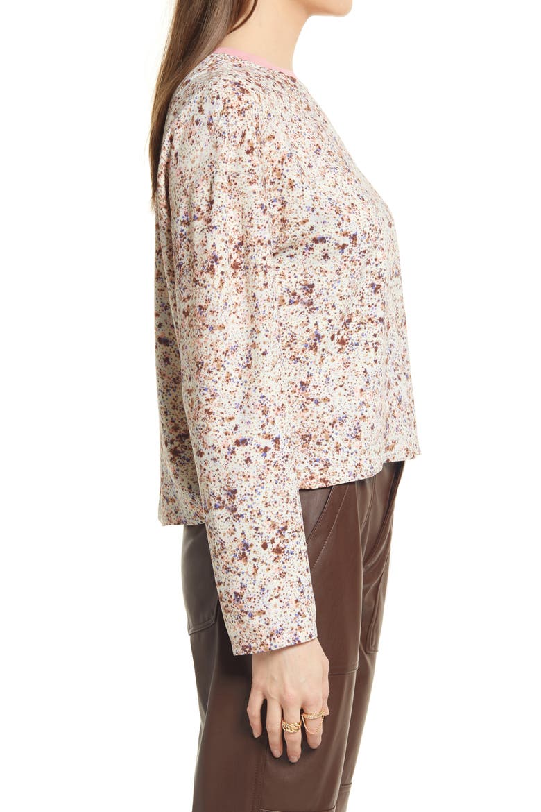 Contrast Crewneck Top, Alternate, color, IVORY MULTI FLOWER FIELDS