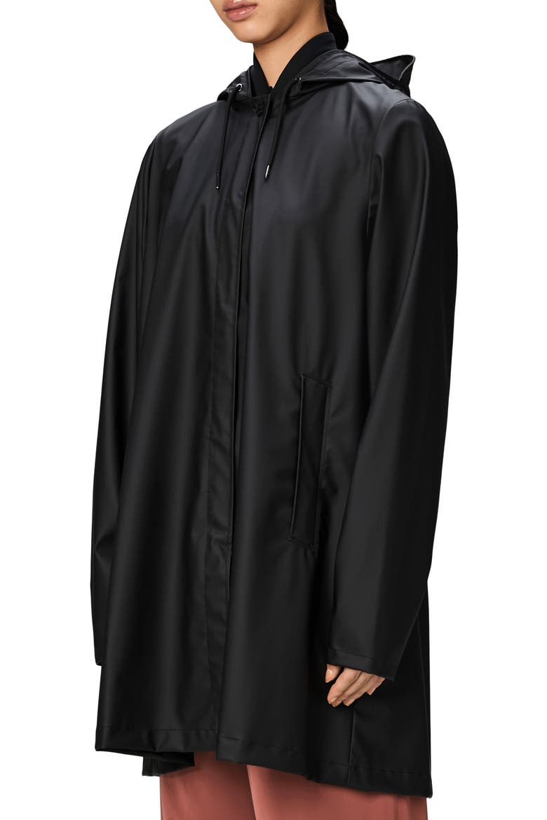 Waterproof A-Line Rain Jacket, Alternate, color, BLACK