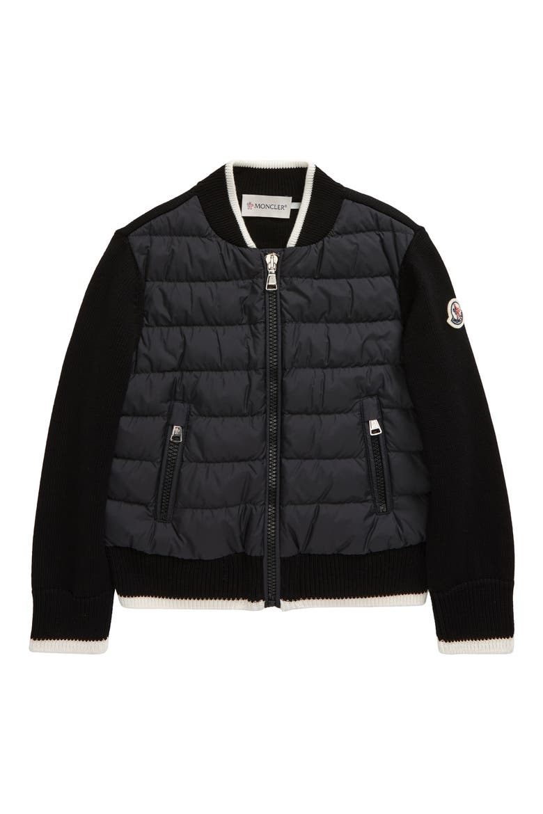 Kids' Mixed Media Quilted Down Jacket, Main, color, BLACK