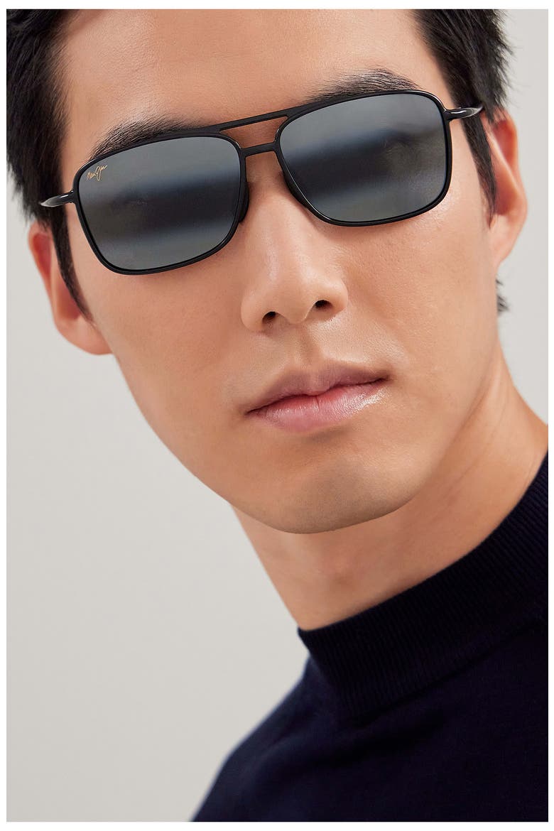 Kaupo Gap 61mm PolarizedPlus2® Aviator Sunglasses, Alternate, color, GLOSS BLACK/ NEUTRAL GREY