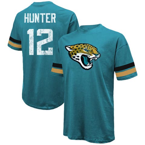 Men's Majestic Threads Travis Hunter Teal Jacksonville Jaguars 2025 NFL Draft First Round Pick Oversized T-Shirt