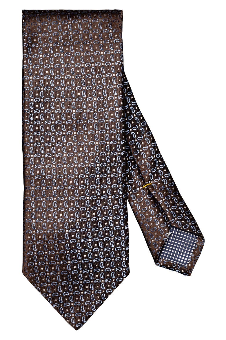 Pine Paisley Silk Jacquard Tie, Main, color, MEDIUM BROWN