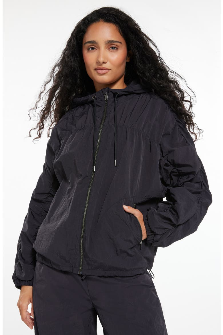 Travel Lite Ruched Jacket, Main, color, BLACK