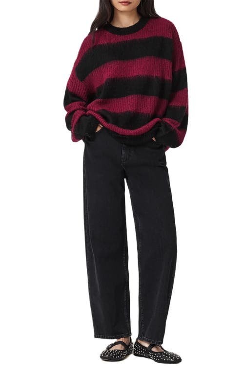 Allsaints Onyx Striped Relaxed Sweater In Purple