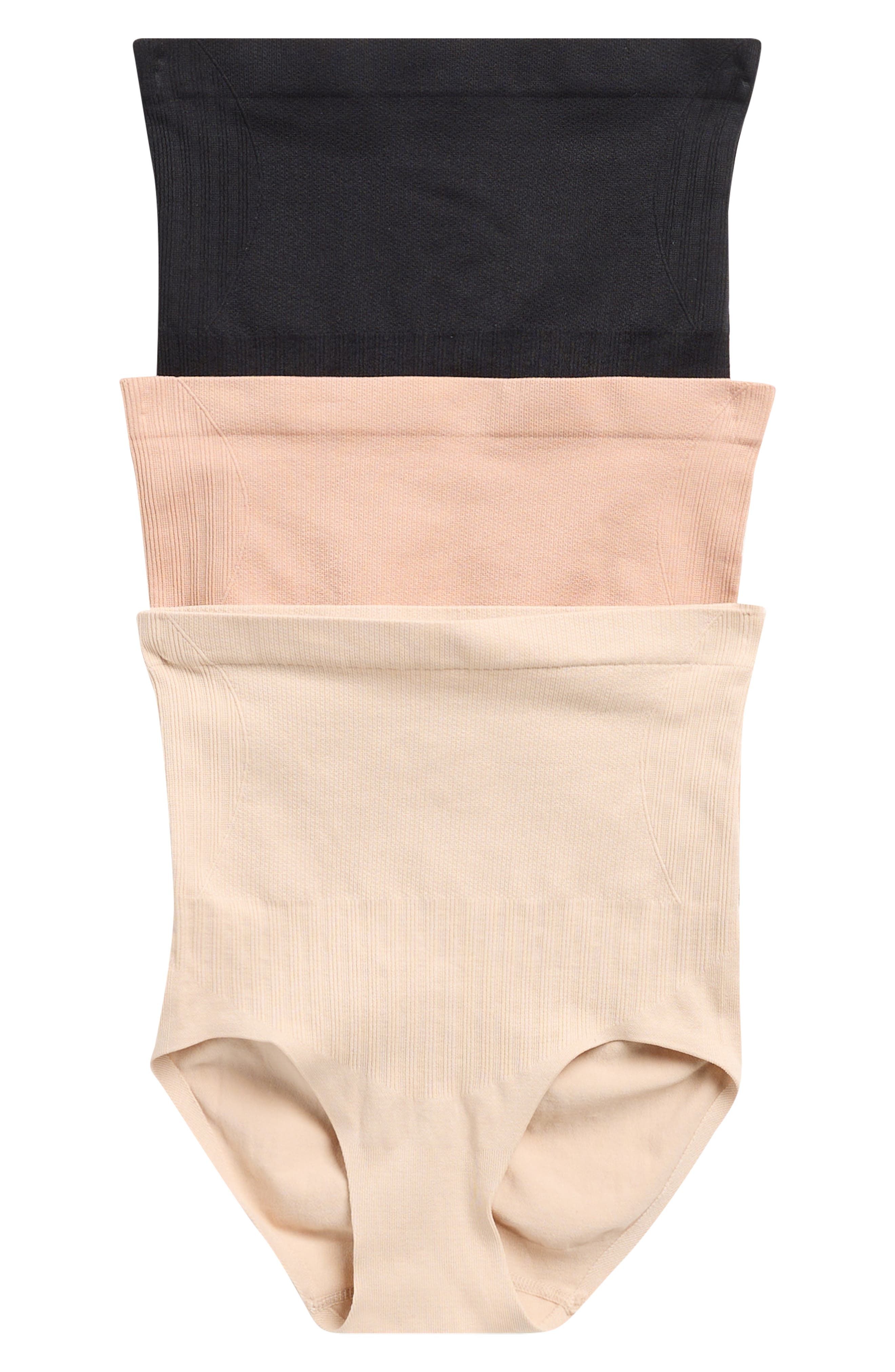 SKINNY GIRL 3-Pack Jacquard Panel High Waist Seamless Shaping Briefs