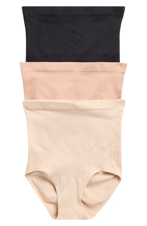 3-Pack Jacquard Panel High Waist Seamless Shaping Briefs