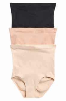 SKINNY GIRL 3-Pack Jacquard Panel High Waist Seamless Shaping Briefs