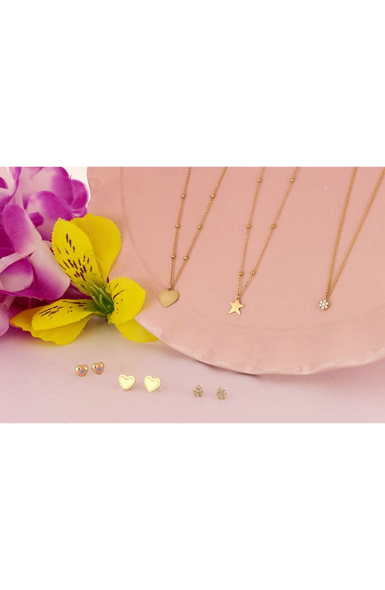 Bony Levy Kids' 14K Gold Flower Heart Stud Earrings, Alternate, color, 