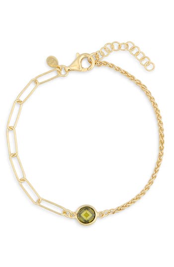Meshmerise Crystal Station Mix Chain Bracelet In Yellow-green