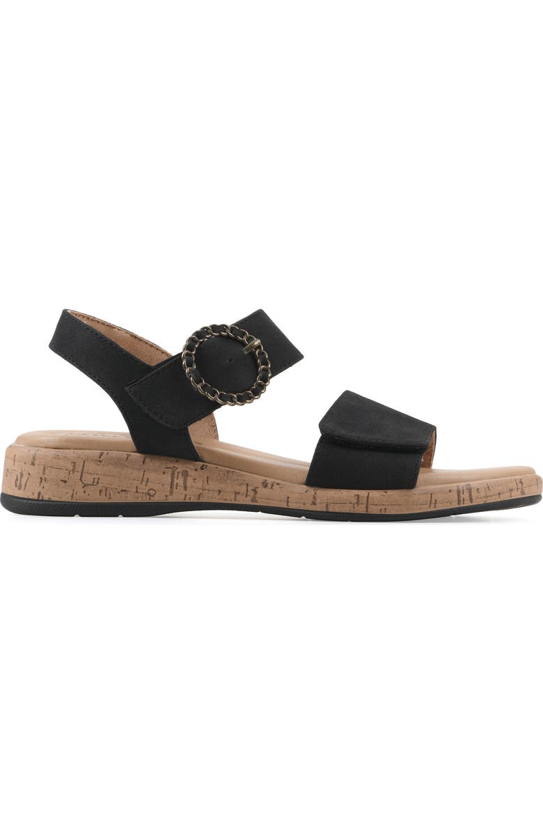 CLIFFS BY WHITE MOUNTAIN Bonique Corck Wedge Sandal, Alternate, color, Black/ Sueded/ Smooth