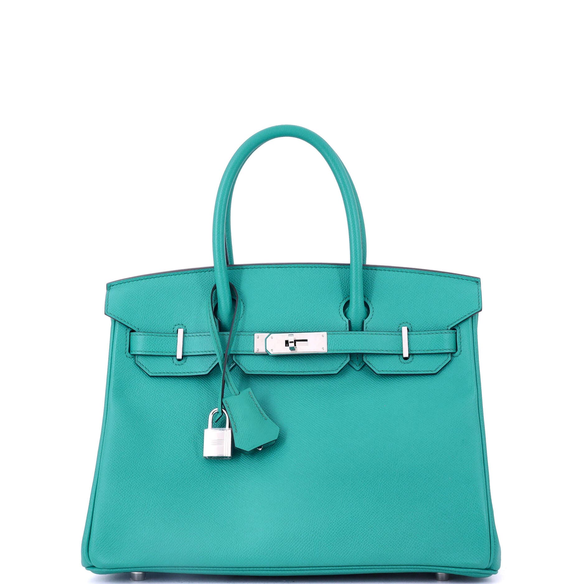 Birkin Handbag Blue Epsom with Palladium Hardware 30, Main, color, Blue
