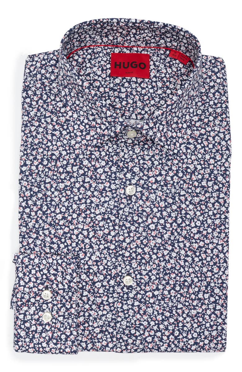 HUGO Kenno Ditsy Floral Slim Fit Cotton Button-Up Shirt, Alternate, color, 