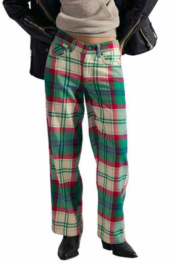 Free People Cheers Plaid High Waist Pants