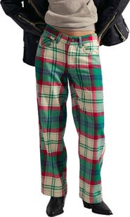 Free People Cheers Plaid High Waist Pants
