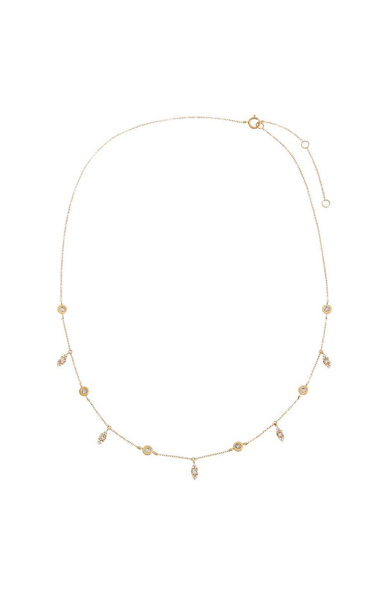 BY ADINA EDEN Diamond Bezel X Pave Shaker Necklace 14K, Alternate, color, 