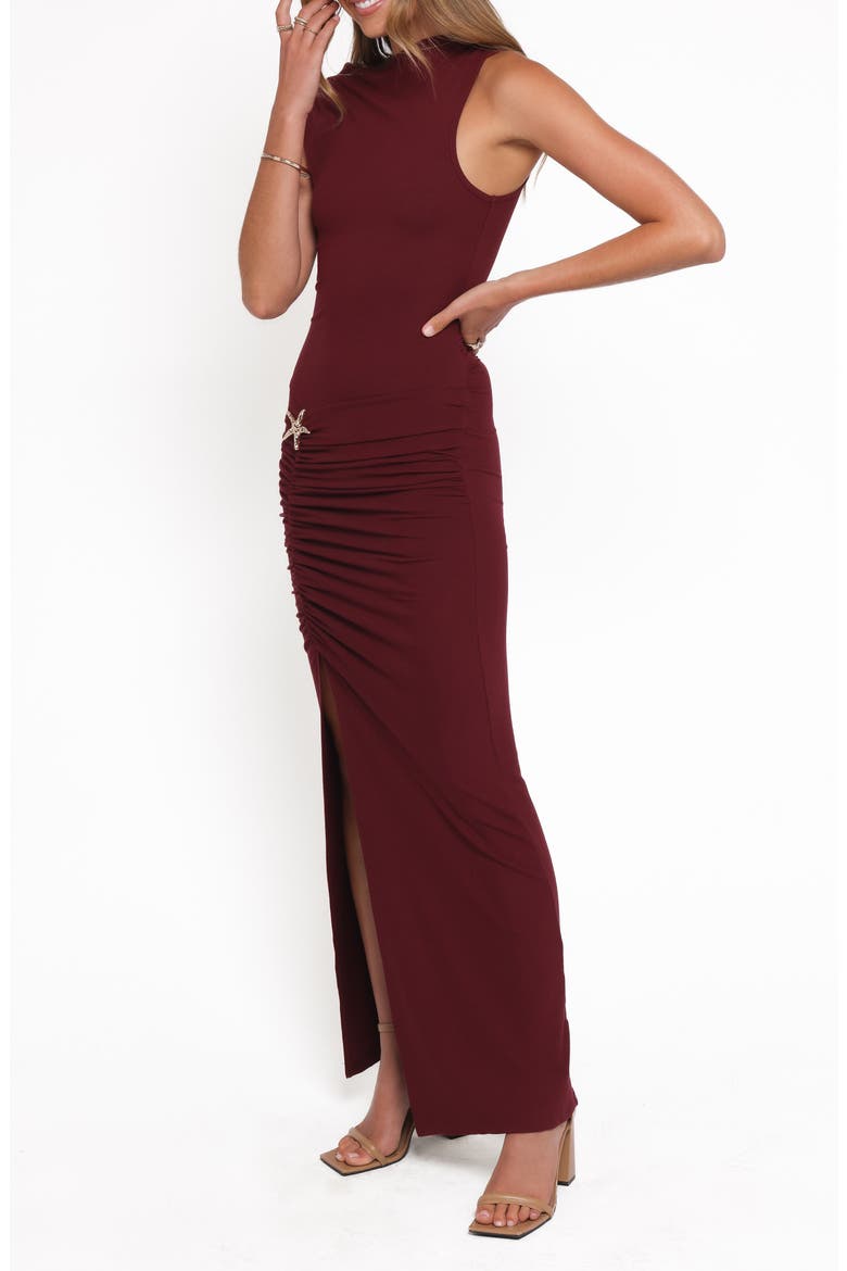 Sandara One-Shoulder Maxi Cocktail Dress, Alternate, color, BURGUNDY