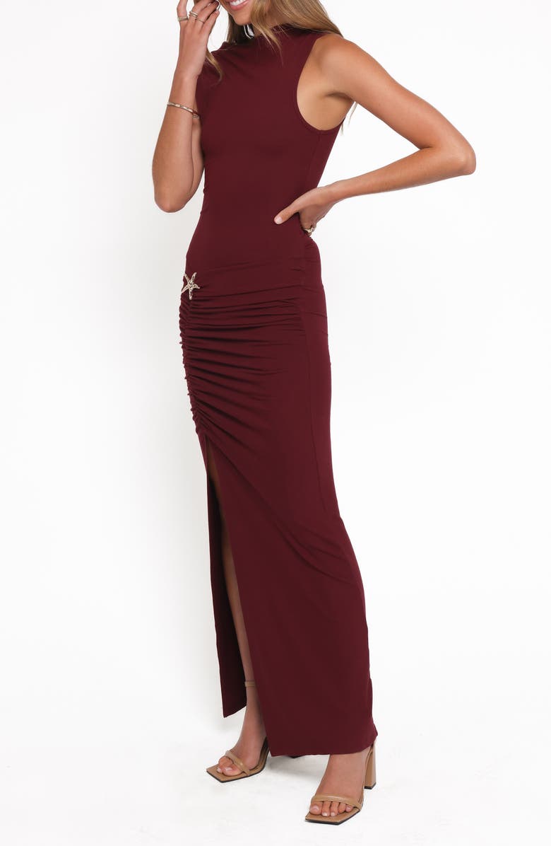 Petal & Pup Sandara One-Shoulder Maxi Cocktail Dress, Alternate, color, Burgundy