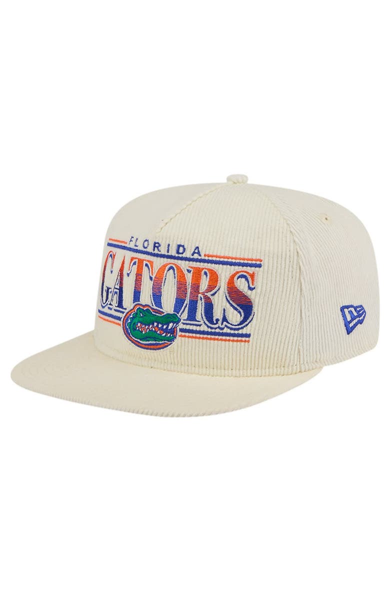 New Era Men's New Era White Florida Gators Throwback Golfer Corduroy Snapback Hat, Alternate, color, 