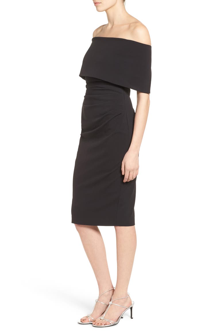 Popover Cocktail Dress, Alternate, color, BLACK