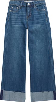 Tractr Kids' Cuffed Wide Leg Jeans