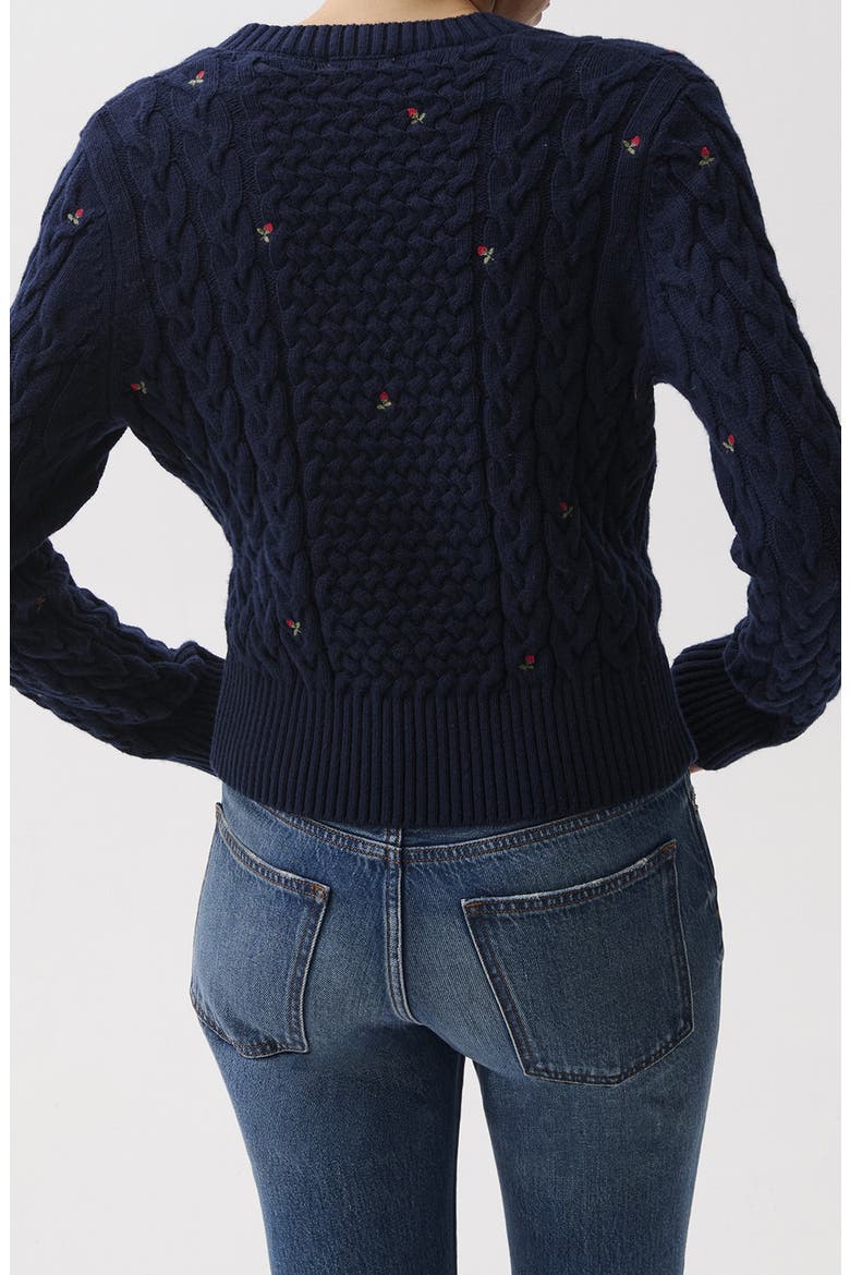 Shana Embroidered Cable Knit Sweater, Alternate, color, SOFT NIGHT