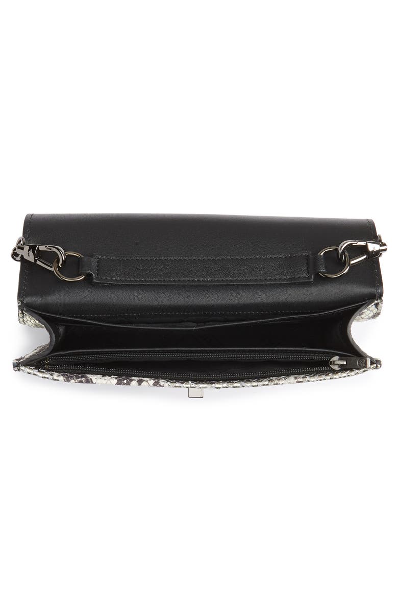 Longchamp Cavalcade Snake Embossed Leather Wallet on a Chain, Alternate, color, Platinum